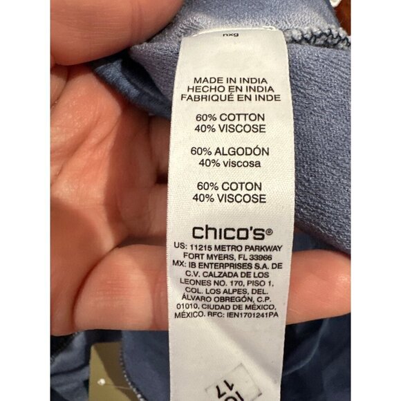 NWT Chico's Cheetah pigment dye blue longe pants size L/12 - Picture 11 of 11